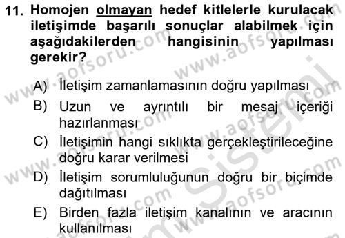 İşletme İletişimi Dersi 2021 - 2022 Yılı Yaz Okulu Sınav Soruları 11. Soru