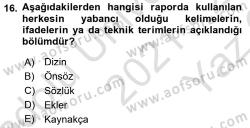 İşletme İletişimi Dersi 2021 - 2022 Yılı Yaz Okulu Sınav Soruları 16. Soru