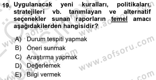 İşletme İletişimi Dersi 2021 - 2022 Yılı Yaz Okulu Sınav Soruları 19. Soru