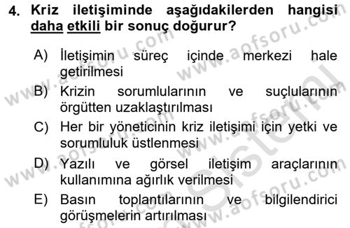 İşletme İletişimi Dersi 2021 - 2022 Yılı Yaz Okulu Sınav Soruları 4. Soru