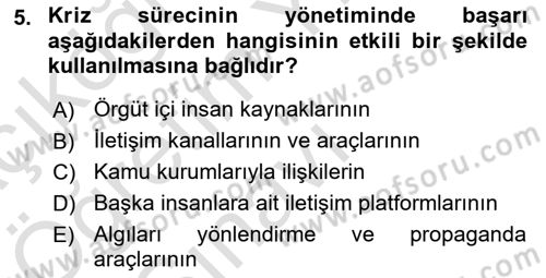 İşletme İletişimi Dersi 2021 - 2022 Yılı Yaz Okulu Sınav Soruları 5. Soru