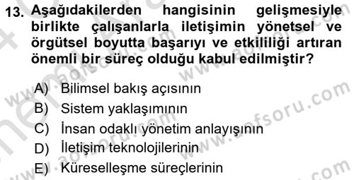 İşletme İletişimi Dersi 2023 - 2024 Yılı (Vize) Ara Sınav Soruları 13. Soru