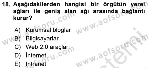 İşletme İletişimi Dersi 2023 - 2024 Yılı (Vize) Ara Sınav Soruları 18. Soru