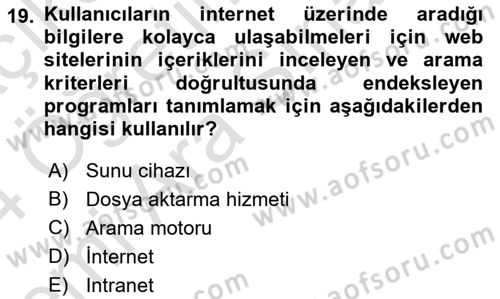İşletme İletişimi Dersi 2023 - 2024 Yılı (Vize) Ara Sınav Soruları 19. Soru