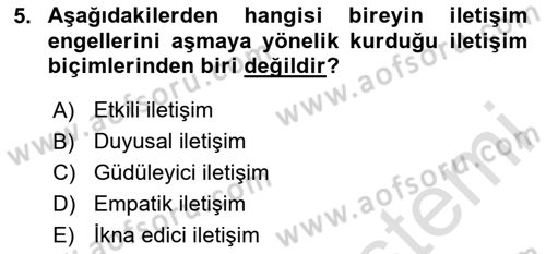 İşletme İletişimi Dersi 2023 - 2024 Yılı (Vize) Ara Sınav Soruları 5. Soru