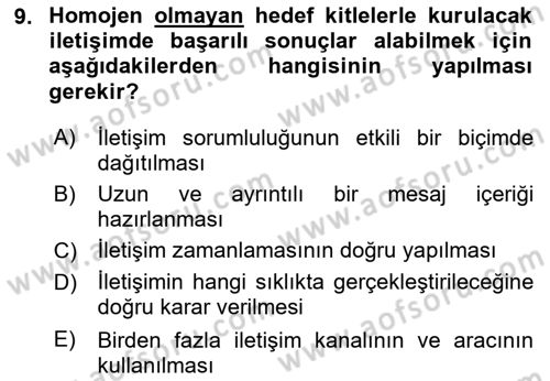 İşletme İletişimi Dersi 2023 - 2024 Yılı (Vize) Ara Sınav Soruları 9. Soru