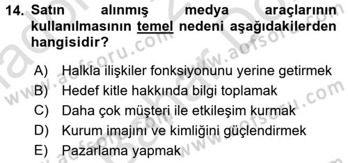 İşletme İletişimi Dersi 2023 - 2024 Yılı (Final) Dönem Sonu Sınav Soruları 14. Soru