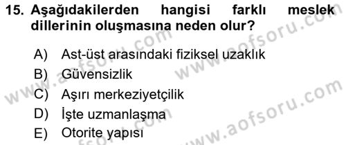 İşletme İletişimi Dersi 2023 - 2024 Yılı (Final) Dönem Sonu Sınav Soruları 15. Soru