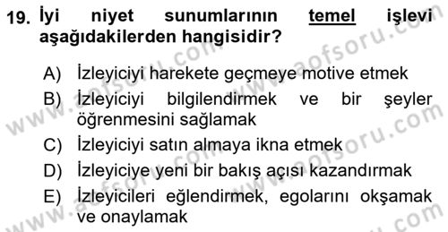 İşletme İletişimi Dersi 2023 - 2024 Yılı (Final) Dönem Sonu Sınav Soruları 19. Soru
