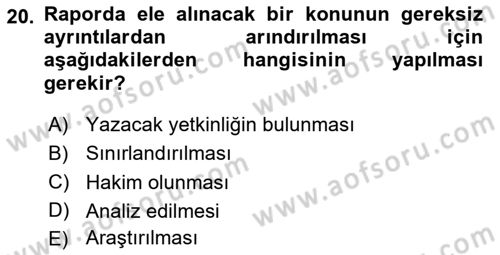 İşletme İletişimi Dersi 2023 - 2024 Yılı (Final) Dönem Sonu Sınav Soruları 20. Soru