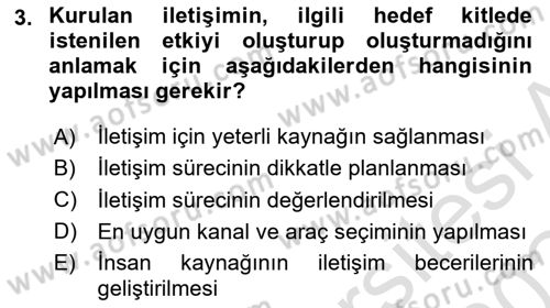İşletme İletişimi Dersi 2023 - 2024 Yılı (Final) Dönem Sonu Sınav Soruları 3. Soru
