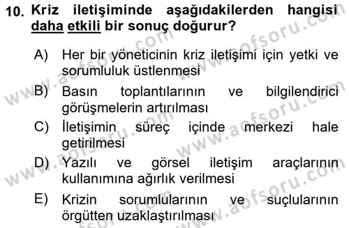 İşletme İletişimi Dersi 2023 - 2024 Yılı Yaz Okulu Sınav Soruları 10. Soru