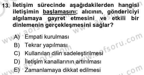 İşletme İletişimi Dersi 2023 - 2024 Yılı Yaz Okulu Sınav Soruları 13. Soru