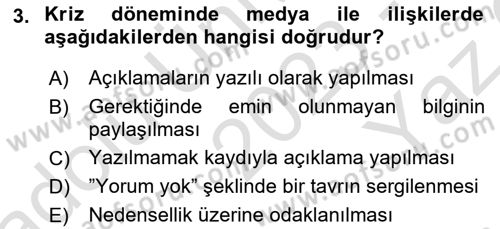 İşletme İletişimi Dersi 2023 - 2024 Yılı Yaz Okulu Sınav Soruları 3. Soru