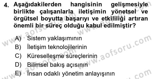 İşletme İletişimi Dersi 2023 - 2024 Yılı Yaz Okulu Sınav Soruları 4. Soru