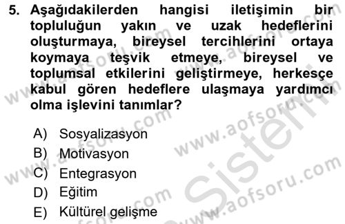 İşletme İletişimi Dersi 2023 - 2024 Yılı Yaz Okulu Sınav Soruları 5. Soru