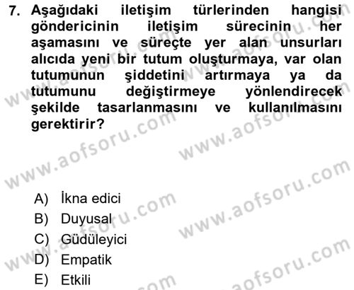 İşletme İletişimi Dersi 2023 - 2024 Yılı Yaz Okulu Sınav Soruları 7. Soru