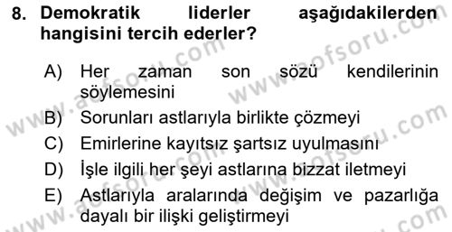İşletme İletişimi Dersi 2023 - 2024 Yılı Yaz Okulu Sınav Soruları 8. Soru