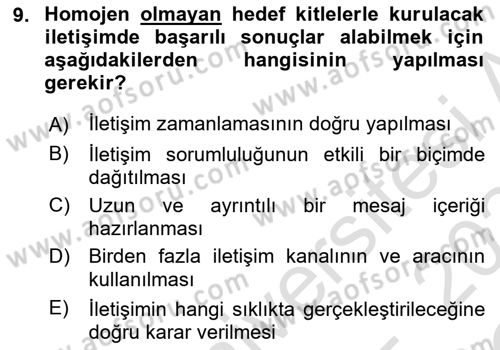İşletme İletişimi Dersi 2023 - 2024 Yılı Yaz Okulu Sınav Soruları 9. Soru