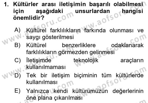 İşletme İletişimi Dersi 2024 - 2025 Yılı (Vize) Ara Sınav Soruları 1. Soru