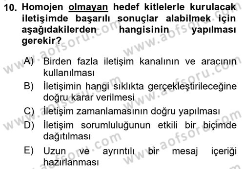 İşletme İletişimi Dersi 2024 - 2025 Yılı (Vize) Ara Sınav Soruları 10. Soru