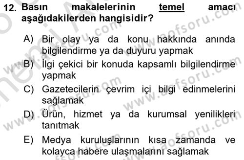 İşletme İletişimi Dersi 2024 - 2025 Yılı (Vize) Ara Sınav Soruları 12. Soru