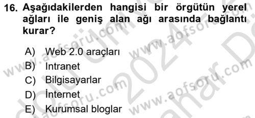 İşletme İletişimi Dersi 2024 - 2025 Yılı (Vize) Ara Sınav Soruları 16. Soru