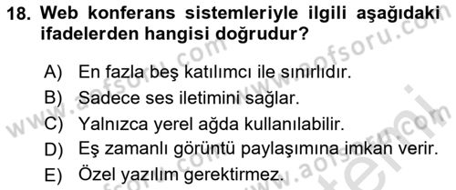 İşletme İletişimi Dersi 2024 - 2025 Yılı (Vize) Ara Sınav Soruları 18. Soru