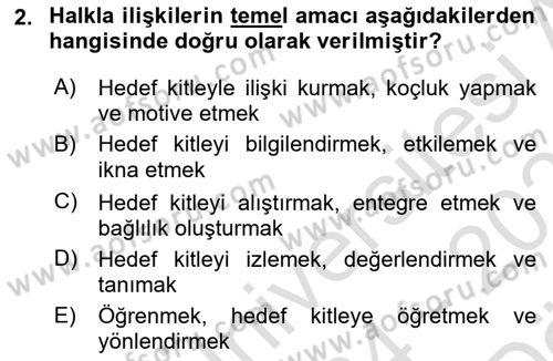 İşletme İletişimi Dersi 2024 - 2025 Yılı (Vize) Ara Sınav Soruları 2. Soru