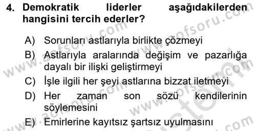 İşletme İletişimi Dersi 2024 - 2025 Yılı (Vize) Ara Sınav Soruları 4. Soru
