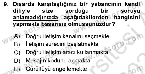 İşletme İletişimi Dersi 2024 - 2025 Yılı (Vize) Ara Sınav Soruları 9. Soru