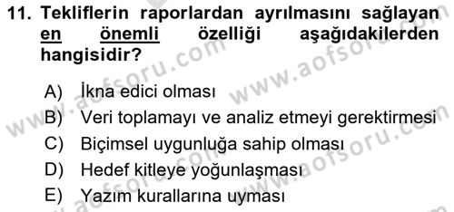 İşletme İletişimi Dersi 2024 - 2025 Yılı (Final) Dönem Sonu Sınav Soruları 11. Soru