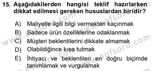 İşletme İletişimi Dersi 2024 - 2025 Yılı (Final) Dönem Sonu Sınav Soruları 15. Soru