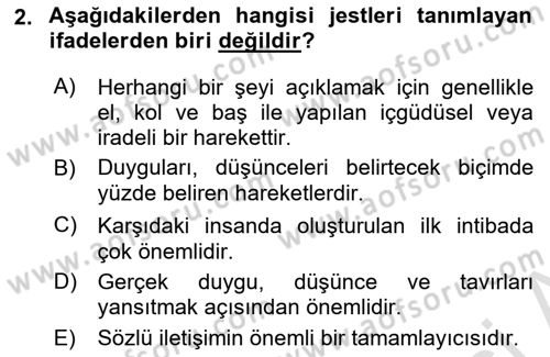 İşletme İletişimi Dersi 2024 - 2025 Yılı (Final) Dönem Sonu Sınav Soruları 2. Soru