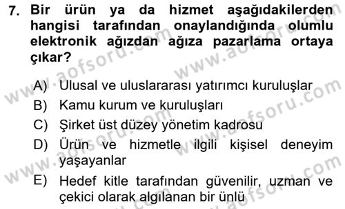 İşletme İletişimi Dersi 2024 - 2025 Yılı (Final) Dönem Sonu Sınav Soruları 7. Soru