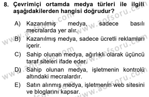 İşletme İletişimi Dersi 2024 - 2025 Yılı (Final) Dönem Sonu Sınav Soruları 8. Soru