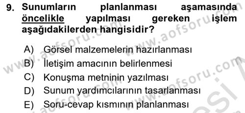 İşletme İletişimi Dersi 2024 - 2025 Yılı (Final) Dönem Sonu Sınav Soruları 9. Soru