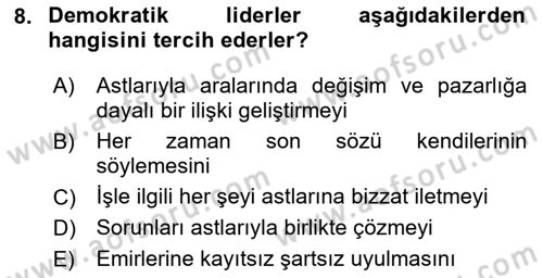 İşletme İletişimi Dersi 2024 - 2025 Yılı Yaz Okulu Sınav Soruları 8. Soru