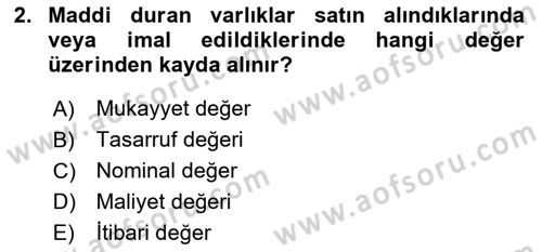 Finansal Muhasebe Dersi 2024 - 2025 Yılı (Final) Dönem Sonu Sınav Soruları 2. Soru
