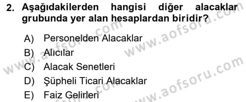 Finansal Muhasebe Dersi 2025 - 2026 Yılı (Final) Dönem Sonu Sınav Soruları 2. Soru