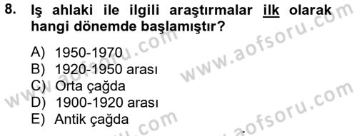 İşletmelerde Sosyal Sorumluluk Ve Etik Dersi 2012 - 2013 Yılı (Vize) Ara Sınav Soruları 8. Soru