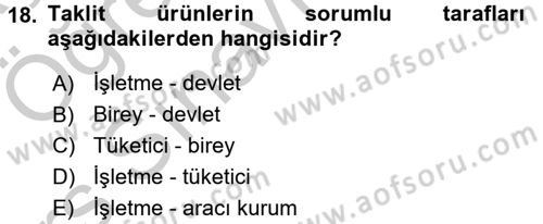 İşletmelerde Sosyal Sorumluluk Ve Etik Dersi 2016 - 2017 Yılı 3 Ders Sınavı 18. Soru