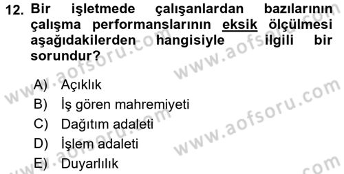 İşletmelerde Sosyal Sorumluluk Ve Etik Dersi 2018 - 2019 Yılı Yaz Okulu Sınavı 12. Soru