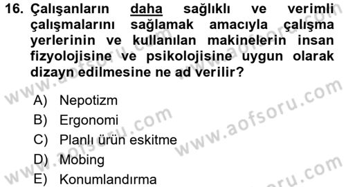 İşletmelerde Sosyal Sorumluluk Ve Etik Dersi 2018 - 2019 Yılı Yaz Okulu Sınavı 16. Soru