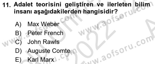 İşletmelerde Sosyal Sorumluluk Ve Etik Dersi 2022 - 2023 Yılı (Vize) Ara Sınavı 11. Soru