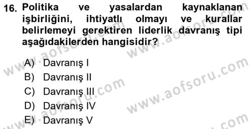 İşletmelerde Sosyal Sorumluluk Ve Etik Dersi 2022 - 2023 Yılı (Vize) Ara Sınavı 16. Soru