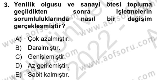 İşletmelerde Sosyal Sorumluluk Ve Etik Dersi 2022 - 2023 Yılı (Vize) Ara Sınavı 3. Soru