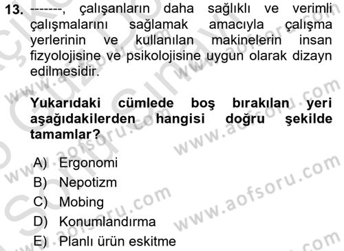 İşletmelerde Sosyal Sorumluluk Ve Etik Dersi 2024 - 2025 Yılı (Final) Dönem Sonu Sınav Soruları 13. Soru