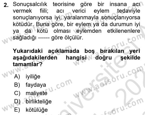 İşletmelerde Sosyal Sorumluluk Ve Etik Dersi 2024 - 2025 Yılı (Final) Dönem Sonu Sınav Soruları 2. Soru
