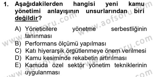 Kamu Yönetimi Dersi 2012 - 2013 Yılı (Vize) Ara Sınav Soruları 1. Soru